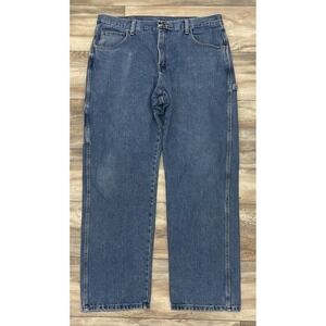 Red Kap Relaxed Fit Medium Wash Straight Mexico Mens Carpenter Blue Jeans 38X32‎
